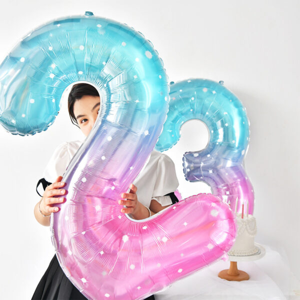 40inch foil number balloon star gradient