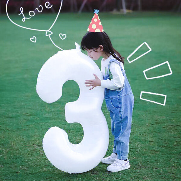 40inch white foil number balloon