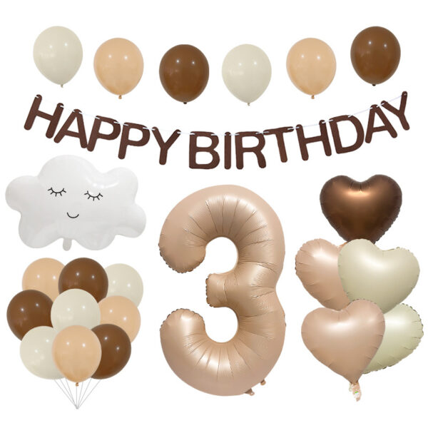 Digital Birthday Balloon 40'' foil number cream caramel color new cartoon jungle animal combination balloon