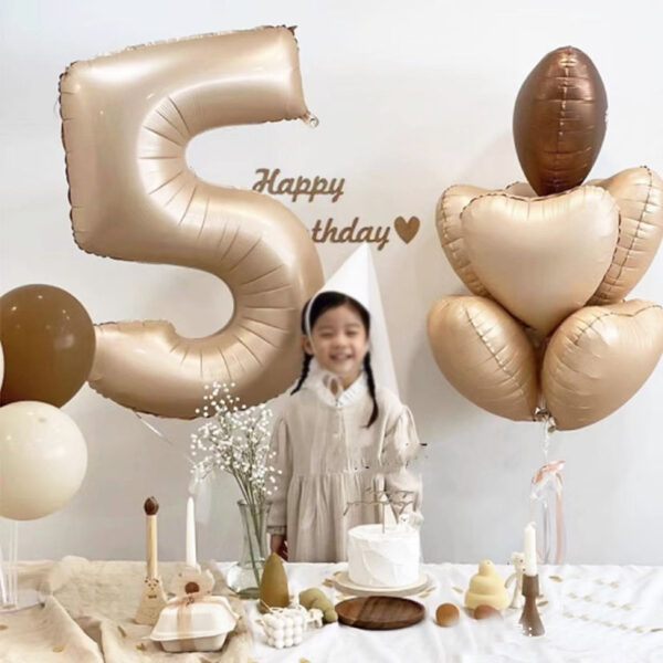 Digital Birthday Balloon 40'' foil number cream caramel color new cartoon jungle animal combination balloon