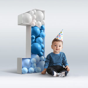 Mosaic Arabic numerals 1 to 9 balloon box frame KT foam sheet 1th birthday background layout commemorative modeling (17)