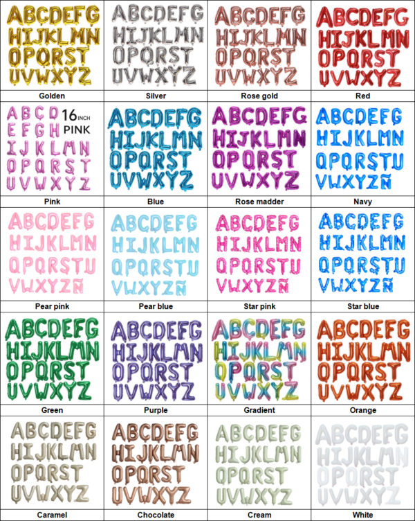 16 aluminum foil letter balloons Birthday creative arrangement decoration A-Z packaging letter balloons alphabet (27)