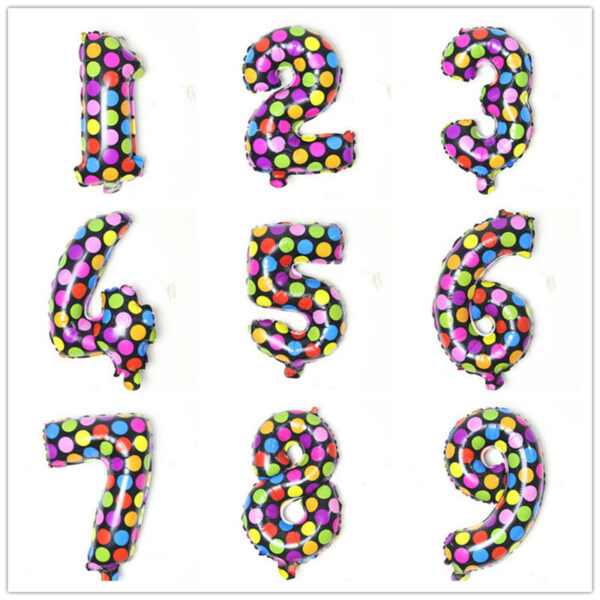 Aluminum foil balloons 16 numbers 0-9 individually packaged cardstock decorative balls Wholesale birthday party aluminum foil balls multi-colored