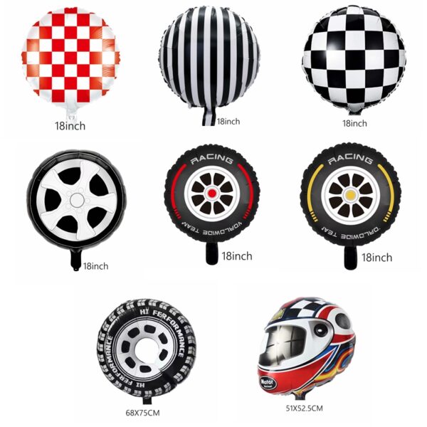 Cross-border new Formula 1 Equation racing tire aluminum film balloon 18 "black and white checkered round ball party decoration supplies