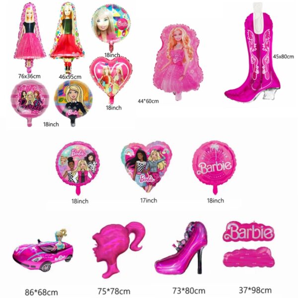 New Barbie Princess Aluminum foil Rainbow foil balloon Pink Barbie girl birthday party decoration supplies