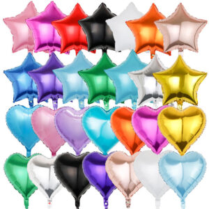Wholesale 18 inch love balloon solid color heart star aluminum foil balloon birthday party heart round star shaped balloon