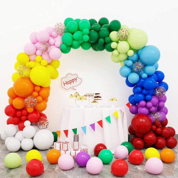 189pcs Rainbow Arch Balloon Chain Set Red Yellow and Blue colorful garland Birthday party decoration balloon