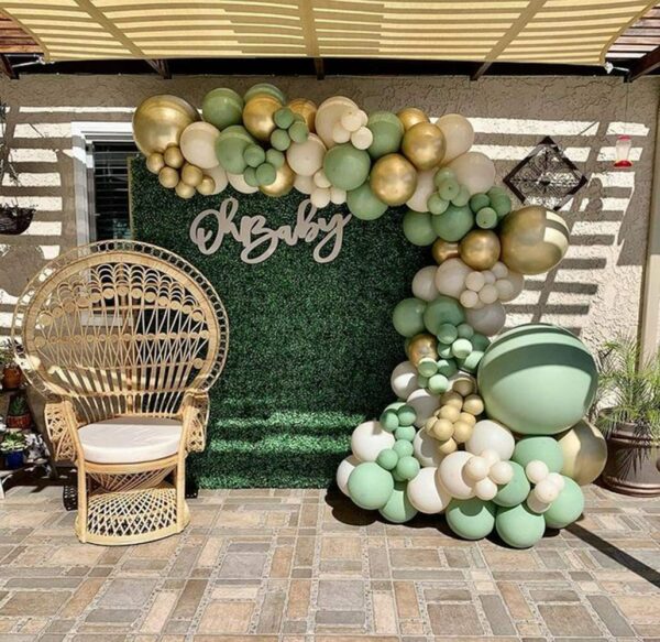 Balloon Garland Arch Kit - Avocado Green Balloon with Blush Balloons Gold Balloons and Macaron Gray Balloons for Wedding Birthday Party Baby Shower Party Background Decoration