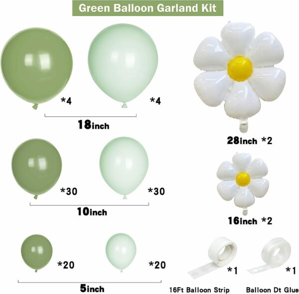 Daisy Balloon set Light green birthday decoration Baby Shower Party balloon chain set for girls