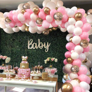 Pink Balloon Arch Garland Kit 117 Pieces White Pink Gold and Gold Confetti Latex Balloons for Baby Shower Wedding Birthday Graduation Anniversary Bachelorette Party Background Decorations