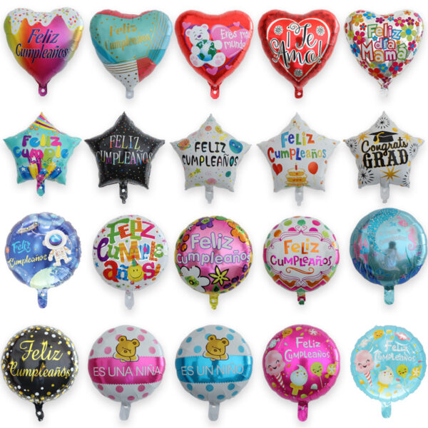 Spanish 18 inch Round Square Espanol Happy Birthday Party Valentine's Day Decor Balloons Globos Balloon