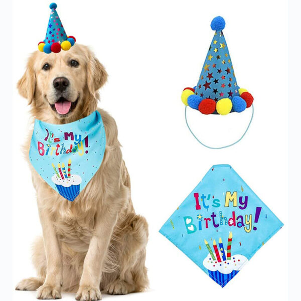Dog Birthday Outfit Set, Shinning Dog Bow Tie with Prince Crown & Double Sided Saliva Towel, Birthday Banner & Print Balloons for Pet Puppy Dog Cat Boy Birthday Parties