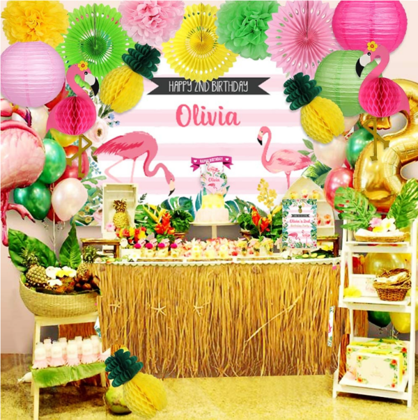 Tropical Luau Party Decoration Pack Hawaiian Beach Theme Party Favors Luau Party Supplies Including Flamingo, Pineapple Décors (1)